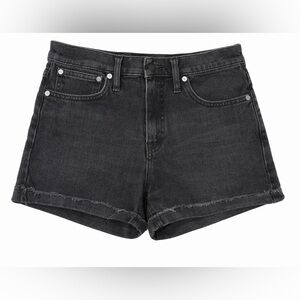 Madewell Black Denim Shorts Raw Hem High Rise Classic Summer Shorts Size 26